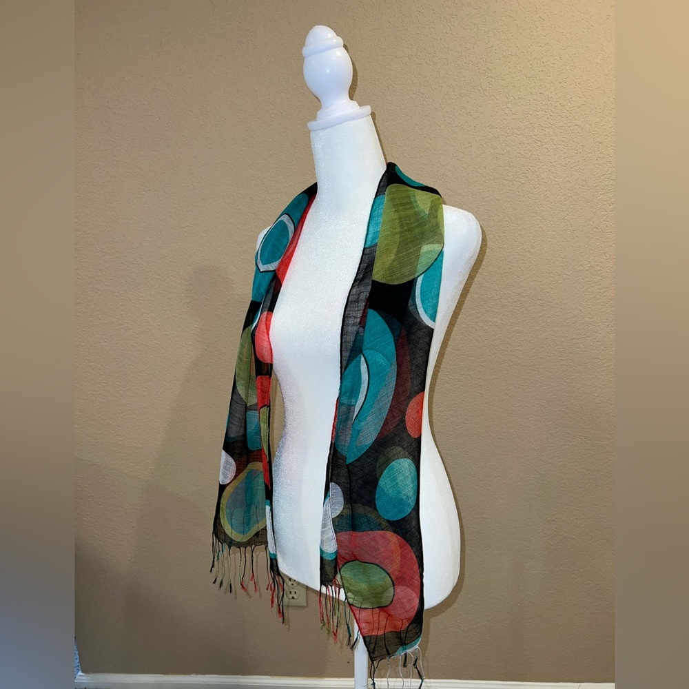 Scarf Abstract Design Fringed